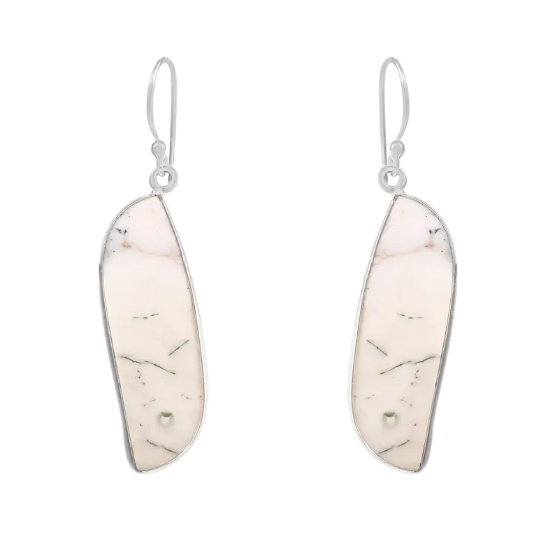 Elegante Howlith-Ohrhänger aus Sterlingsilber – Einzigartiger natürlicher Edelsteinschmuck, Boho Statement-Ohrringe