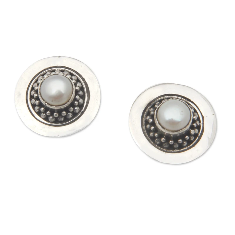 Beauty Orbit Perlenohrstecker 925 Sterling Silber Alltags-Ohrstecker Bohemian Zierlicher Schmuck Geschenk für Sie
