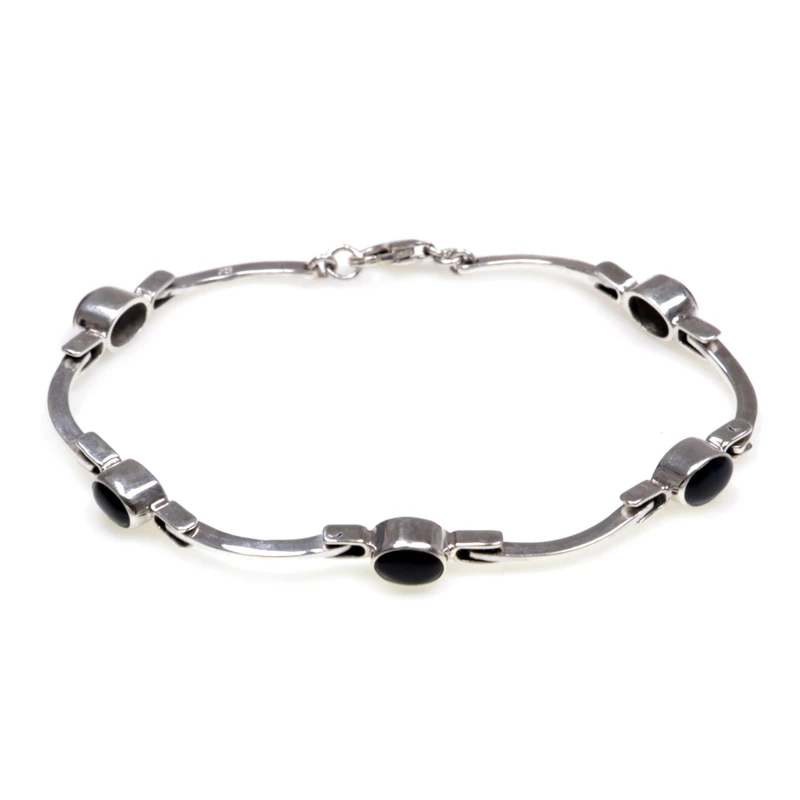 Zwarte Rijst Zaden 925 Sterling Zilver en Zwarte Onyx Gedraaide Manchetarmband Boheemse Sieraden Charmante Sieraden Valentijnsdagcadeau voor Haar