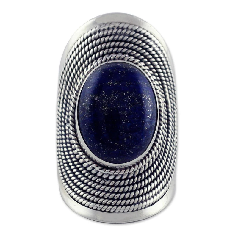 Breiter Bandring 925 Sterling Silber Ring Echter Lapislazuli Ring Handgemachter Ring Statement Ring Blauer Edelsteinring Minimalistischer Ring Geschenk für Sie
