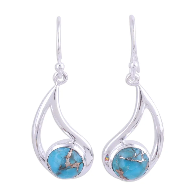 Ohrringe mit Sterlingsilber und blauem Türkis, handgemachte Edelsteinohrringe, Geschenkidee für Brautjungfern, Hochzeitsschmuck