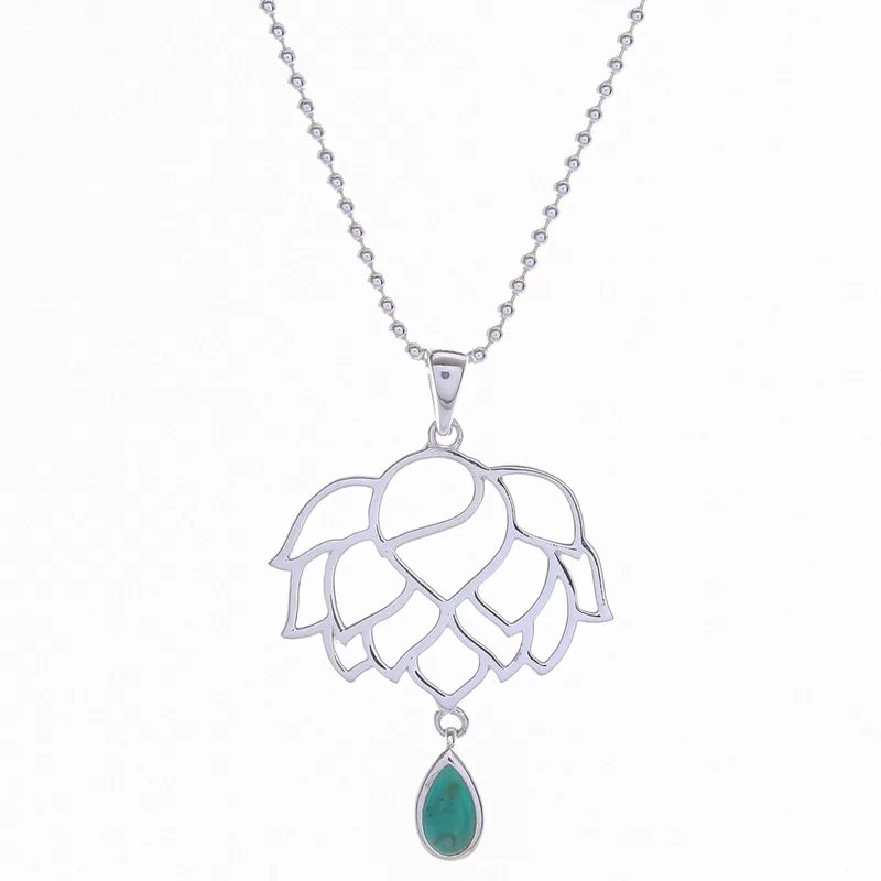 Chakra Bloom Türkis und Sterlingsilber Anhänger Halskette Zarte Kette Perfektes Muttertagsgeschenk Boho Schmuck