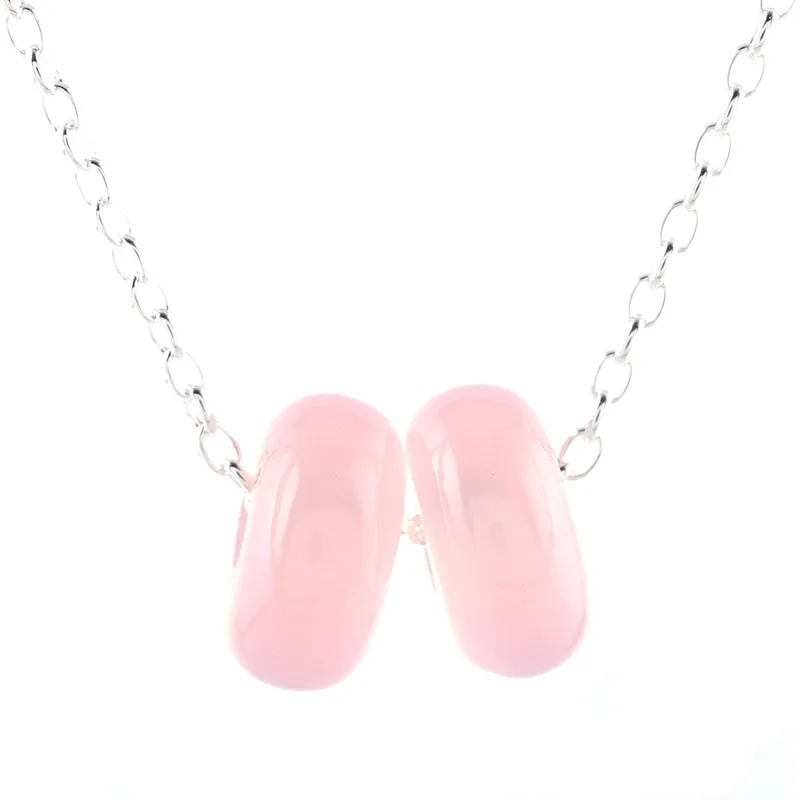 Roze Kwarts Dubbele Schijf en 925 Sterling Zilveren Hanger Ketting Voor Vrouwen Handgemaakte Boho Kettingen Cadeaus Voor Haar & Moeder