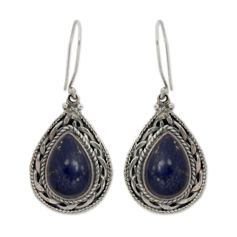 Handgefertigte Ohrringe aus Sterlingsilber und Lapislazuli Designer-Ohrringe für Damen Handgefertigte Silberohrringe Schmuckgeschenke Geschenk für sie und Mama