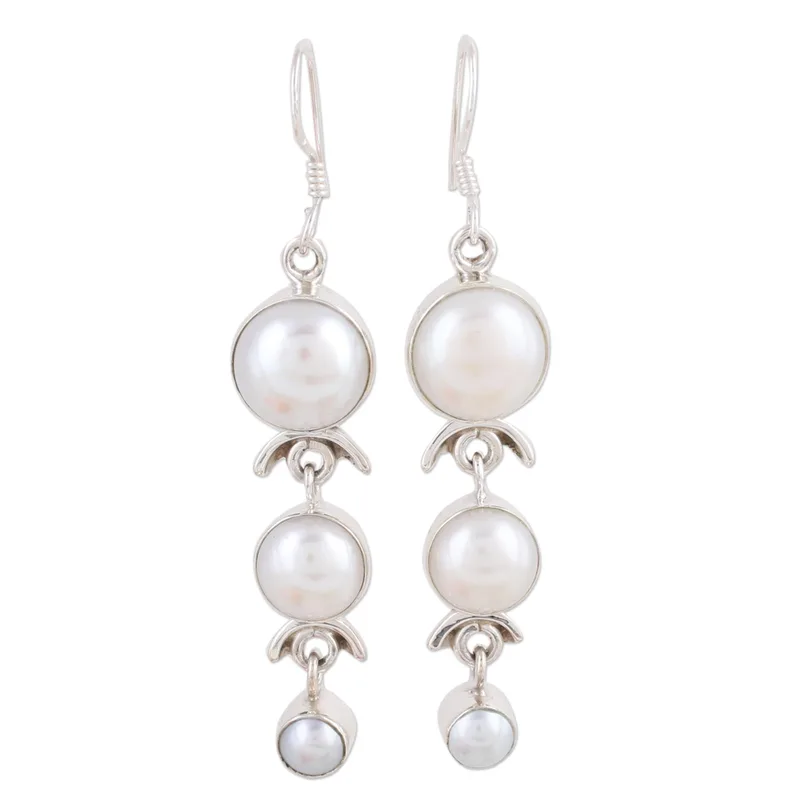 Perlenohrringe Handgefertigter Brautschmuck aus Sterlingsilber Boho Ohrringe Handgemachte Edelsteinohrringe Hochzeitsschmuck Geschenk für sie
