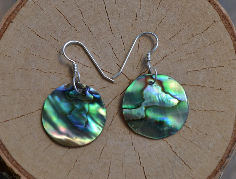 Natürliche Abalone Muschel Ohrringe 925 Sterling Silber Hängeohrringe Schmuck für Damen Insel Schmuck Strand Schmuck Geschenk für Sie