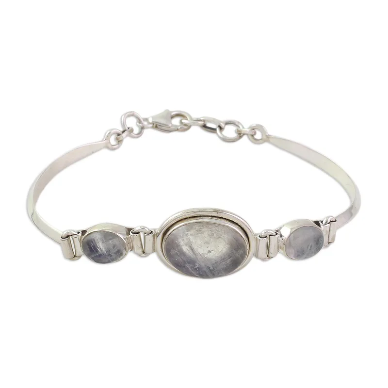 Armband aus 925er Sterlingsilber mit Regenbogen-Mondstein, Geburtstagsgeschenk für Mädchen, bezaubernder Schmuck, Valentinstagsgeschenk für Sie