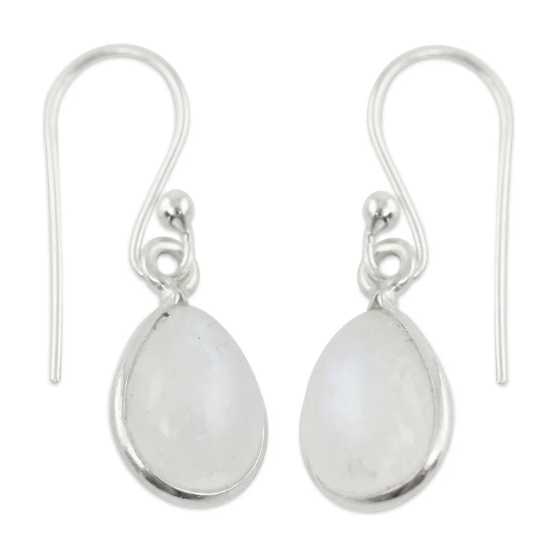 Regenbogen-Mondstein-Ohrring, 925er Sterlingsilber, Edelstein, handgefertigter Ohrring, Geburtsstein Juni, Geschenk zum Valentinstag