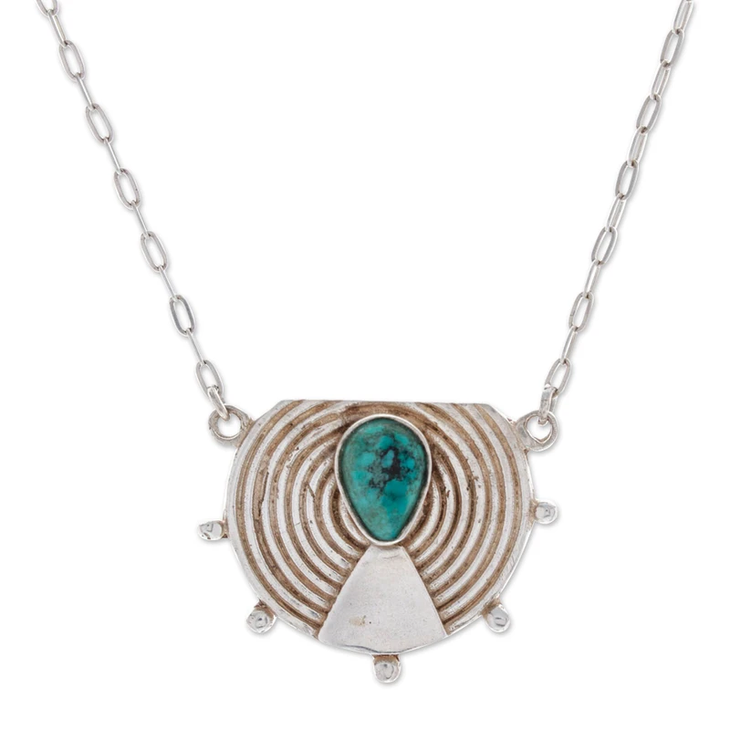 Natürliche Türkis-Halskette mit Anhänger in mattem Finish, 925 Sterling Silber Anhänger, zarte Halskette, perfektes Muttertagsgeschenk, böhmischer Schmuck, Geschenk für sie