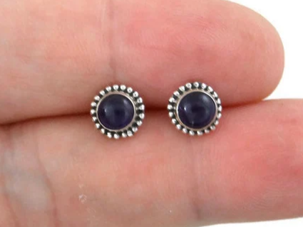 Amethyst-Ohrstecker aus Sterlingsilber Amethyst-Silberohrstecker Amethystschmuck Edelstein-Ohrstecker Geschenk für Sie