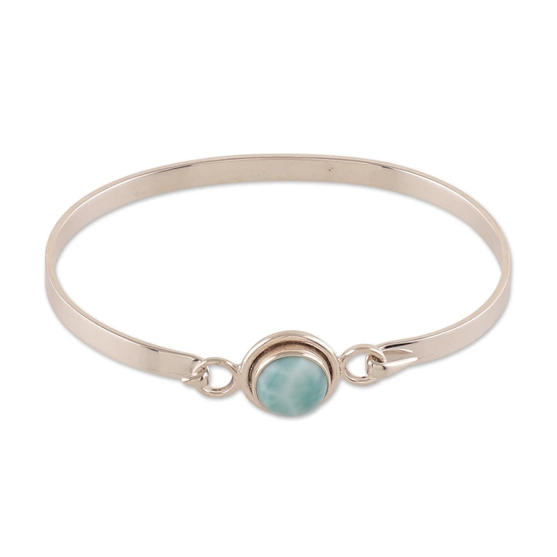Natuurlijke Larimar Armband 925 Sterling Zilveren Armband Boheemse Sieraden Charmante Sieraden Valentijnsdagcadeau Voor Haar