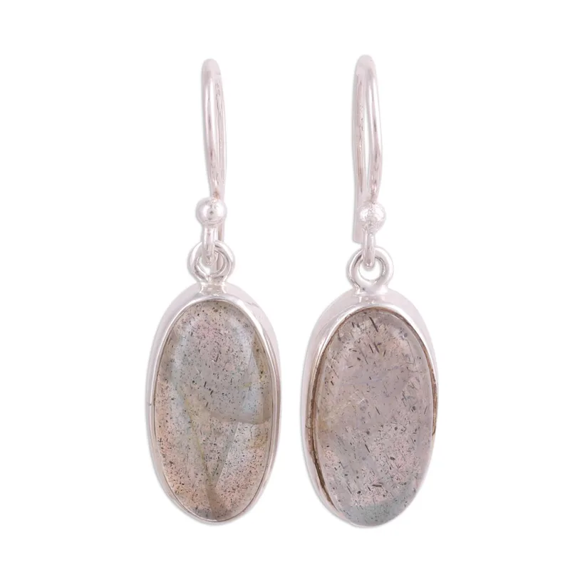 Labradorit Cabochon Ohrhänger 925 Sterling Silber Ohrringe Blauer Edelstein Ohrhänger Labradorit Schmuck Geschenk für Sie