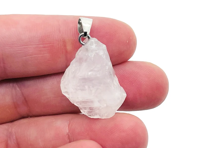 Raw Crystal Pendant Necklace 925 Sterling Silver Handmade Necklace Gift for Her Birthday Gift