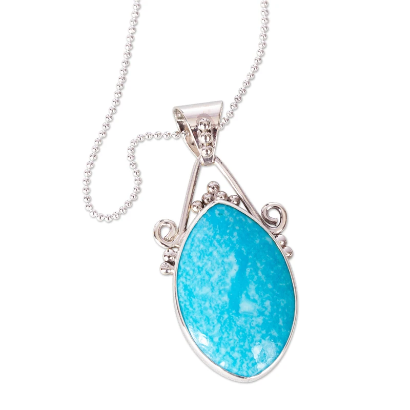925 Sterling Silber natürlicher Türkis wunderschöne Halskette Anhänger Halskette zarte Halskette perfektes Muttertagsgeschenk böhmischer Schmuck Geschenk für sie