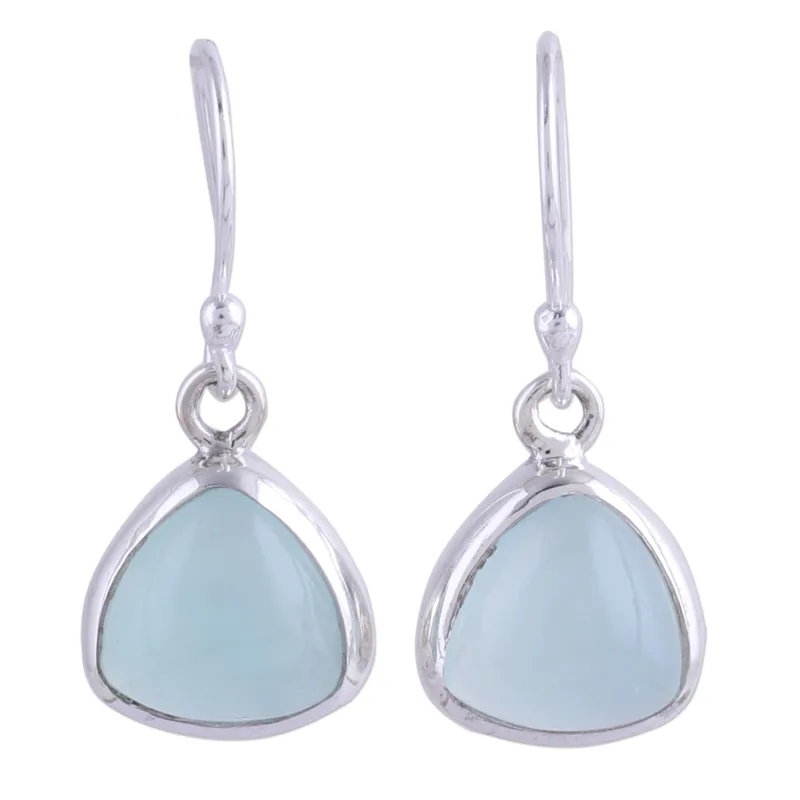 Ohrhänger aus Sterlingsilber und Aquamarin-Chalcedon, 925er Massivsilber, handgefertigt, Boho, filigraner Schmuck, Geschenk für sie und Mama
