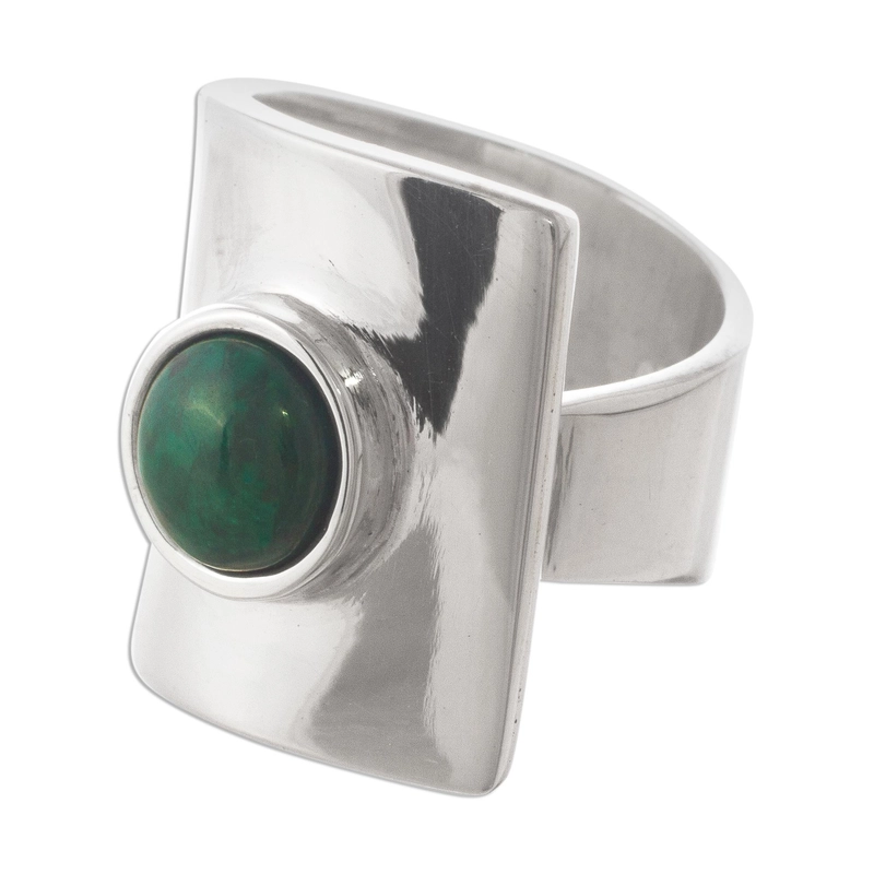 Chrysokoll Cocktailring Handgemachtes Design 925 Sterling Silber Geschenk für Sie & Mama