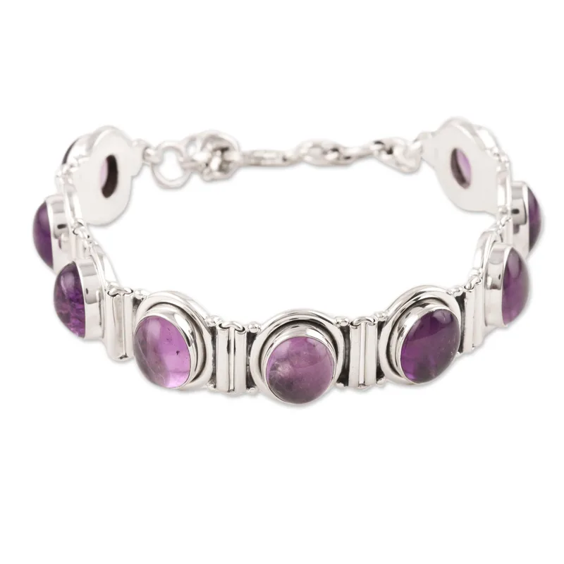 Handgefertigtes Schmuckstück aus Sterlingsilber und Amethyst – charmantes Geburtstagsgeschenk für Frauen und Mädchen, Amethyst-Armband als Valentinstagsgeschenk