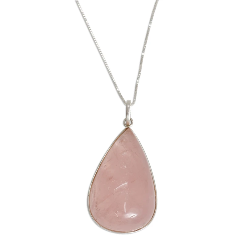 Will of Love 925 Sterling Silber Anhänger Halskette mit Rosenquarz Halskette für Frauen Handgemachte Boho Halsketten Geschenke für Sie