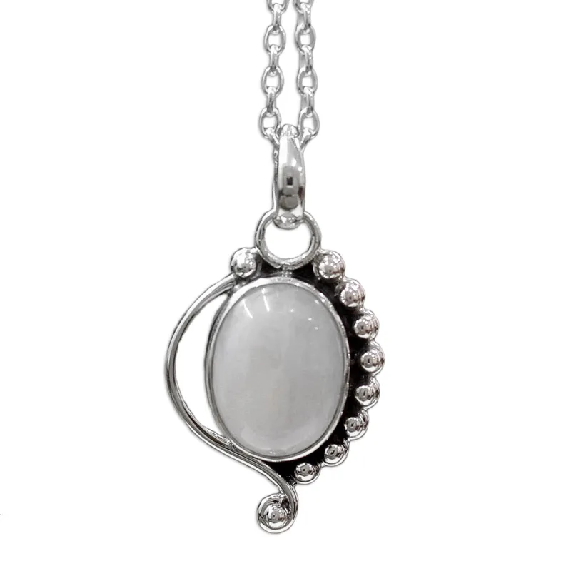 Neue Design Ovale Regenbogen-Mondstein-Halskette 925 Sterling Silber Natürlicher Feuer-Regenbogen-Mondstein Geschenk für sie