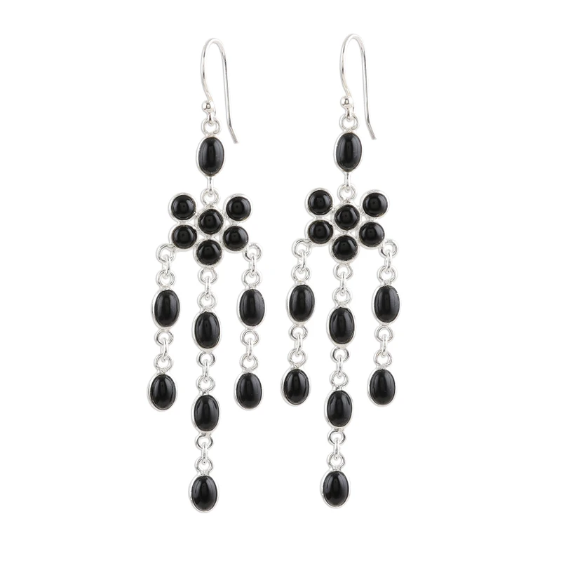 Onyx und 925er Sterlingsilber Ohrhänger Damen Handgemachte Ohrringe Geschenke Für Mama & Sie Böhmischer Schmuck
