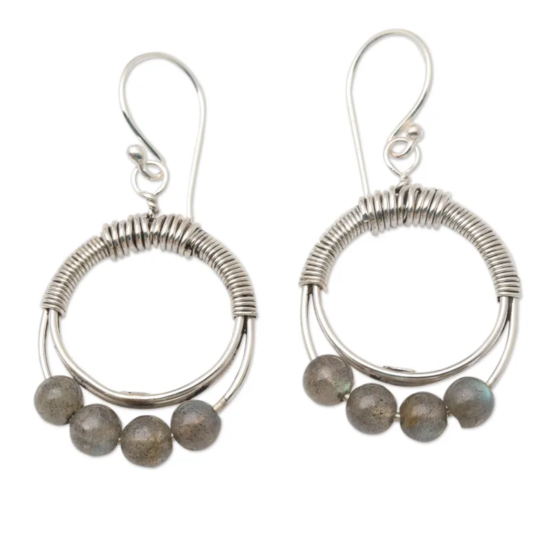 Eyes of God in Green Natural Labradorite Dangle Earrings 925 Sterling Silver Gemstone Earrings Labradorite Jewelry Gift For Her