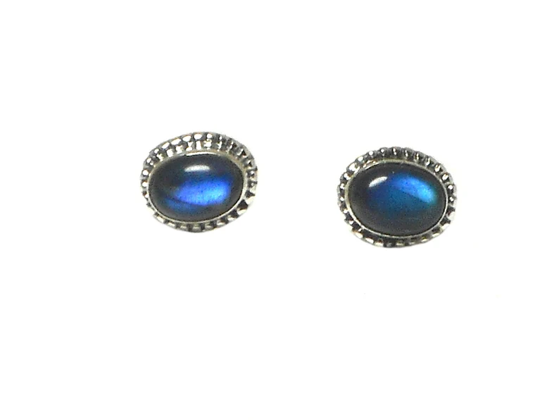 Ovale Labradoriet Knop Oorbellen 925 Sterling Zilver Boho Oorbellen Edelsteen Knop Oorbellen Zilveren Knop Oorbellen Handgemaakt Cadeau Voor Haar