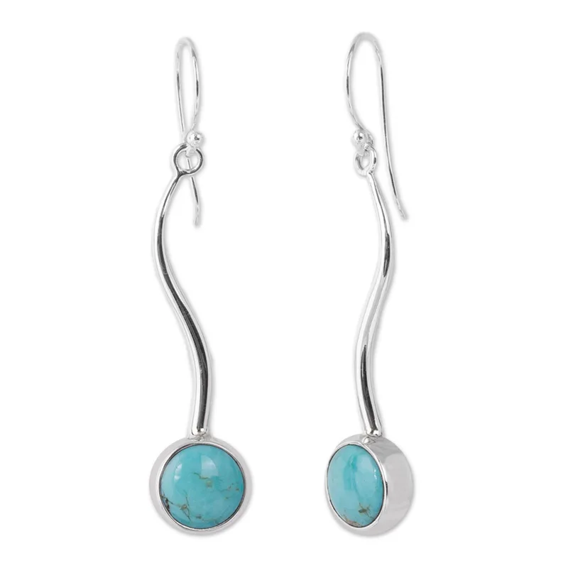Türkis Drop Dangle Ohrringe Sterling Silber und handgemachte Edelstein Geschenke Idee für Brautjungfern Hochzeitsschmuck Geschenk für Sie