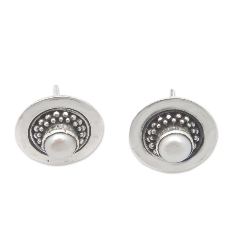 Beauty Orbit Perlenohrstecker 925 Sterling Silber Alltags-Ohrstecker Bohemian Zierlicher Schmuck Geschenk für Sie