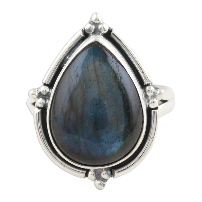Natürlicher Labradorit Ring 925 Handgefertigtes Design Sterling Silber Geschenk für Sie