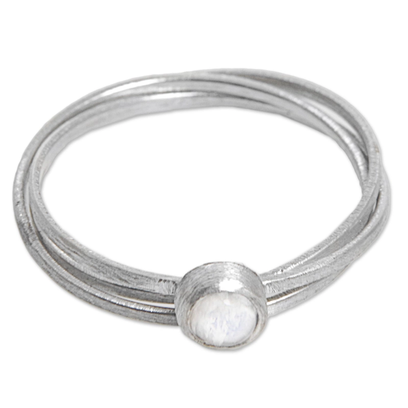 Regenbogen-Mondstein und Sterlingsilber Solitärring 925er Sterlingsilber Geschenk für sie & Mutter