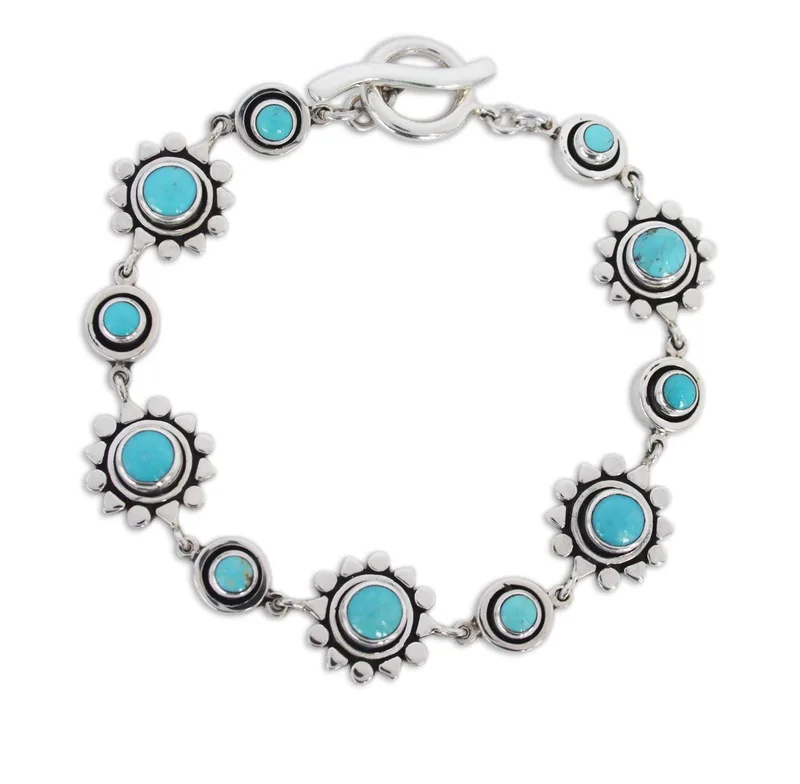 Handgemaakte Zilveren en Natuurlijke Turkooizen Armband 925 Sterling Zilveren Armband Boheemse Sieraden Charmante Sieraden Valentijnsdag Cadeau Voor Haar