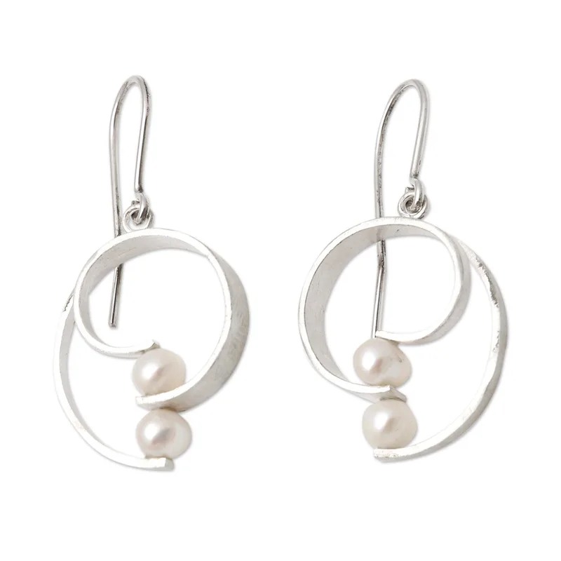Ohrringe aus Sterlingsilber und Zuchtperlen Damenschmuck Boho-Ohrringe Handgefertigte Edelstein-Ohrringe Hochzeitsschmuck Geschenk für sie