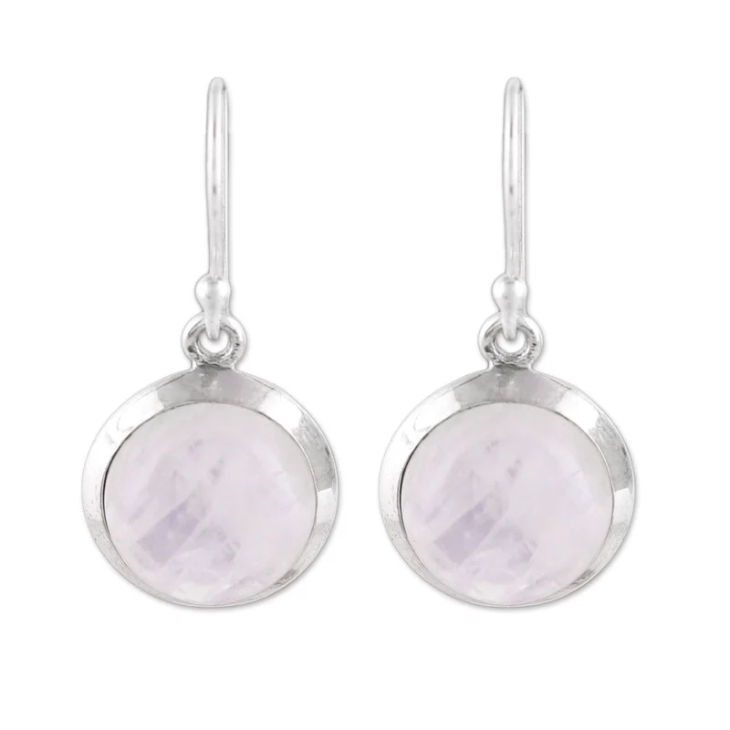 Tropfen-Ohrhänger Regenbogen-Mondstein Cabochon Ohrringe 925 Sterling Silber Handgemachte Edelstein Ohrringe Geburtstagsgeschenk