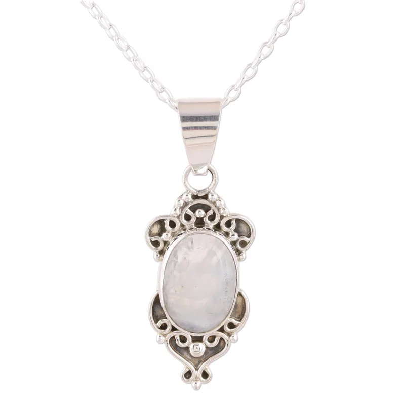 925 Sterling Silber Blauer Feuer Regenbogen Mondstein Handgemachter Böhmischer Schmuck Jahrestagsgeschenk für Sie & Mama