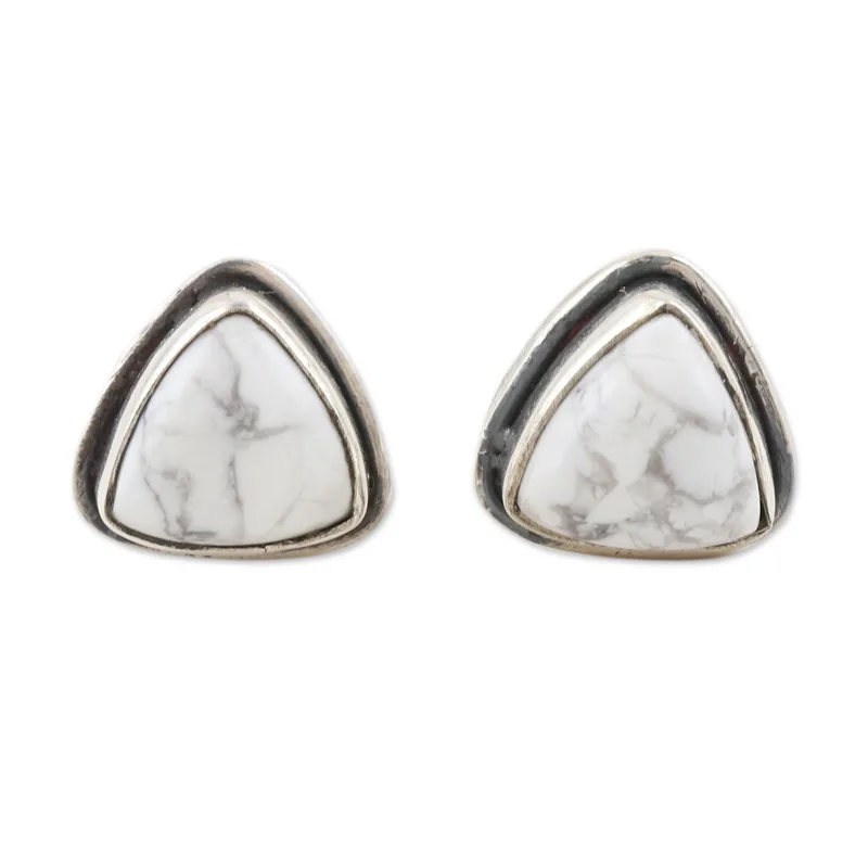 925 Sterling Silber Howlith Ohrstecker Boho Ohrstecker Handgemachte Edelstein Boho Zierlicher Schmuck Geschenk für sie