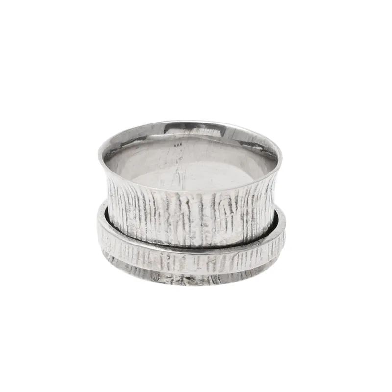 Baumrindenmuster Sterling Silber Spinner Ring aus Indien Handgemachter Ring Silberschmuck Böhmischer Zarter Ring Geschenk für sie