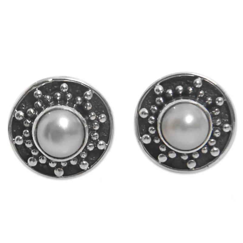 Handgemachte Zuchtperlen-Ohrstecker 925 Sterling Silber Alltagsohrstecker Geburtstagsgeschenk für die Schwester