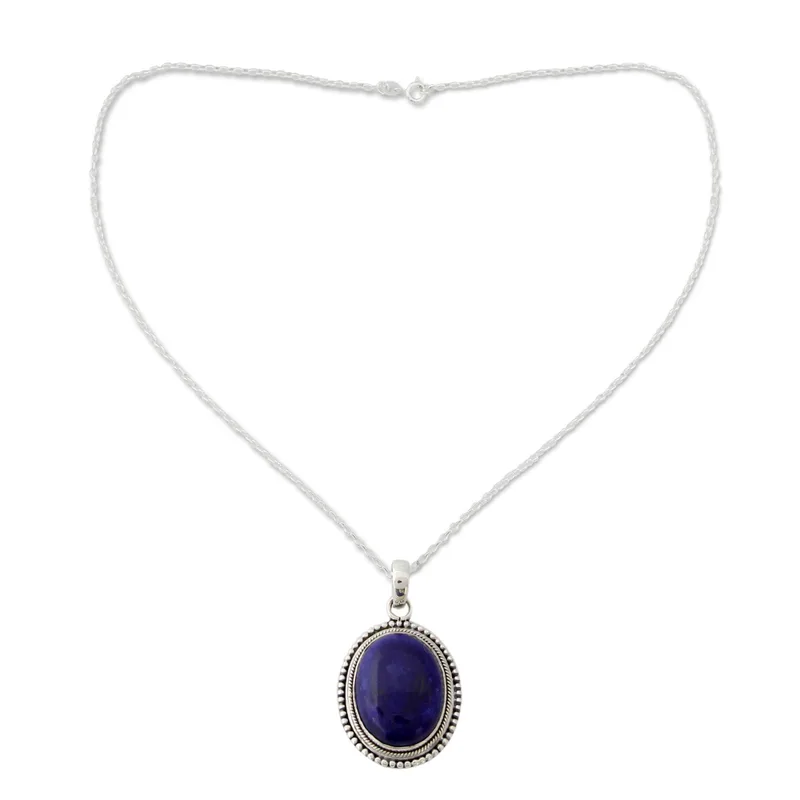 True Clarity Blauer Lapislazuli Halskette 925 Sterling Silber Lapislazuli Schmuck Handgemachter Schmuck Boho Halskette Geschenk für sie Valentinstagsgeschenk