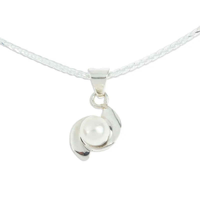Feine Silber Zuchtperlenkette Handgefertigt 925 Sterling Silber Anhänger Süßwasserperle Schmuck Handgefertigter Schmuck Boho Halskette Geschenk für Sie Valentinstagsgeschenk