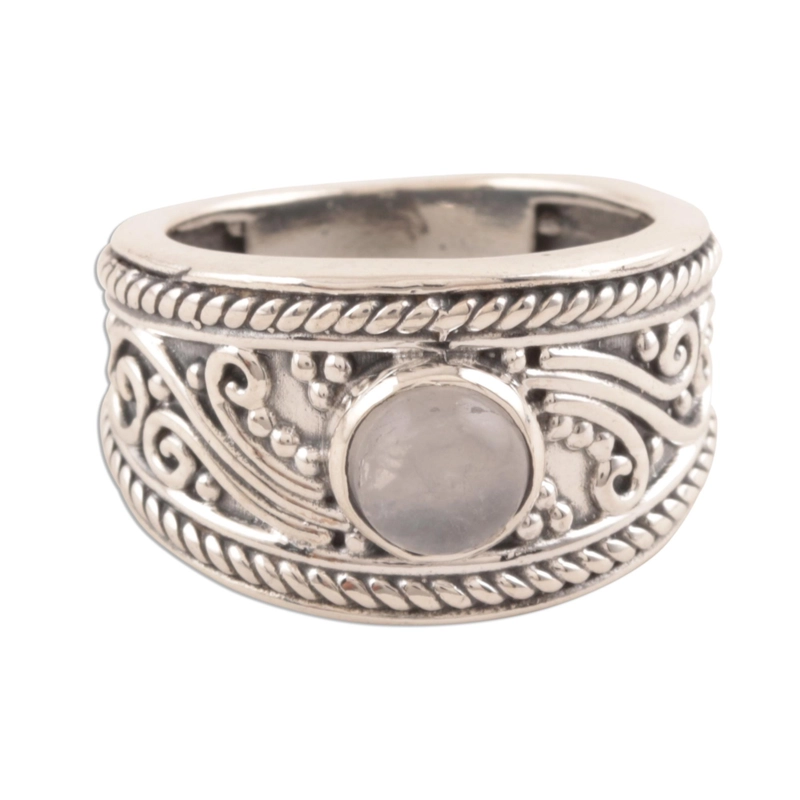 Regenbogen-Mondstein handgemachter 925 Sterling Silber Ring Geschenk für Sie