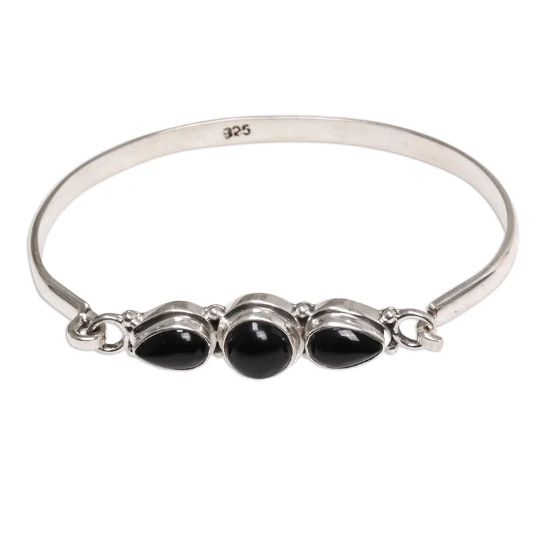 Armband "Vision of Loveliness" mit schwarzen Onyx-Edelsteinen, 925er Sterling Silber, böhmischer Schmuck, bezaubernder Schmuck, Valentinstagsgeschenk für sie & Mama
