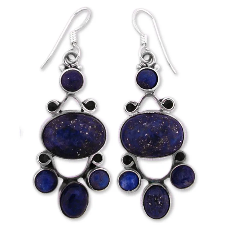 Handgefertigte Ohrringe aus Sterlingsilber und Lapislazuli Designer-Ohrringe für Frauen Handgemachte Silberohrringe Schmuckgeschenke Artikel Geschenk für Sie