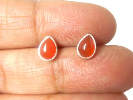 Peer Vorm Carneool Oranje Edelsteen Oorknopjes 925 Sterling Zilveren Sieraden Verjaardagscadeau Oorbellen Voor Beste Vriendin Cadeau Voor Haar