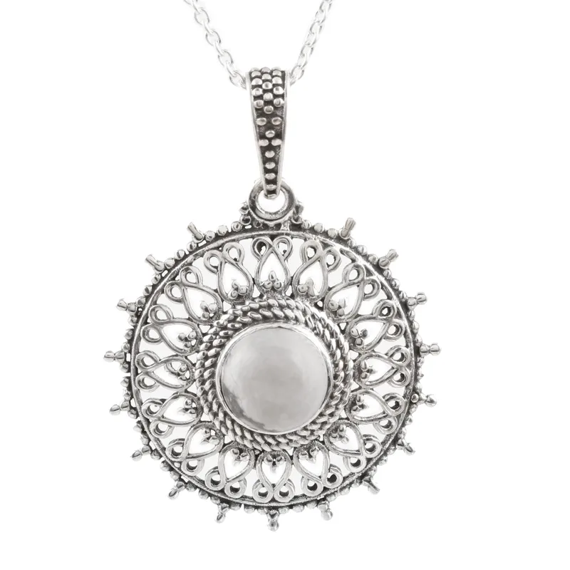 Runde Howlith Anhänger Halskette 925 Sterling Silber Howlith Schmuck Handgemachter Böhmischer Schmuck Geschenk Für Sie