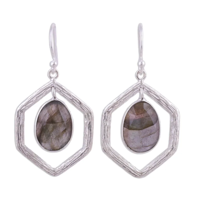 925er Sterlingsilber-Ohrringe mit Labradorit Edelstein-Ohrringe Labradorit-Schmuck