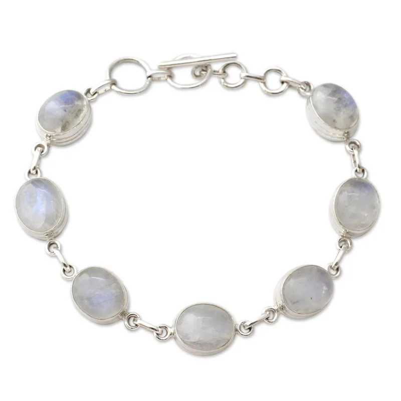 Mysteries Regenbogen Mondstein Gliederarmband 925 Sterling Silber Geburtstagsgeschenk Für Mädchen Charmianter Schmuck Valentinstagsgeschenk Für Sie Boho Schmuck