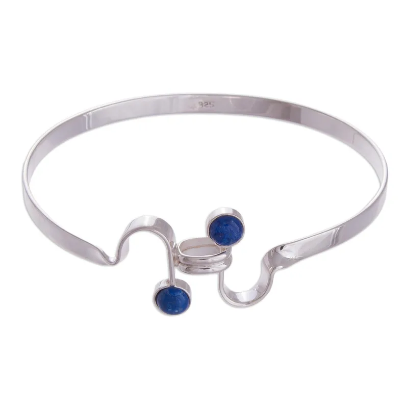 Fair Trade Lapislazuli und Silber Armband Böhmischer Schmuck Charm Schmuck Valentinstagsgeschenk für sie