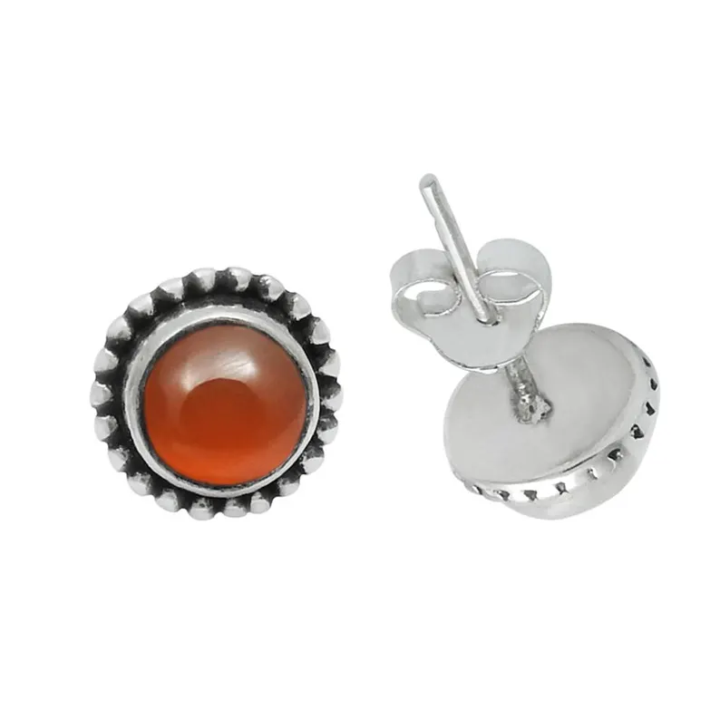 Karneol-Ohrstecker 925er Sterlingsilber Zarte Ohrringe Kleine Silberohrstecker Natursteine Geburtssteine Schmuck Brautjungfern-Geschenk