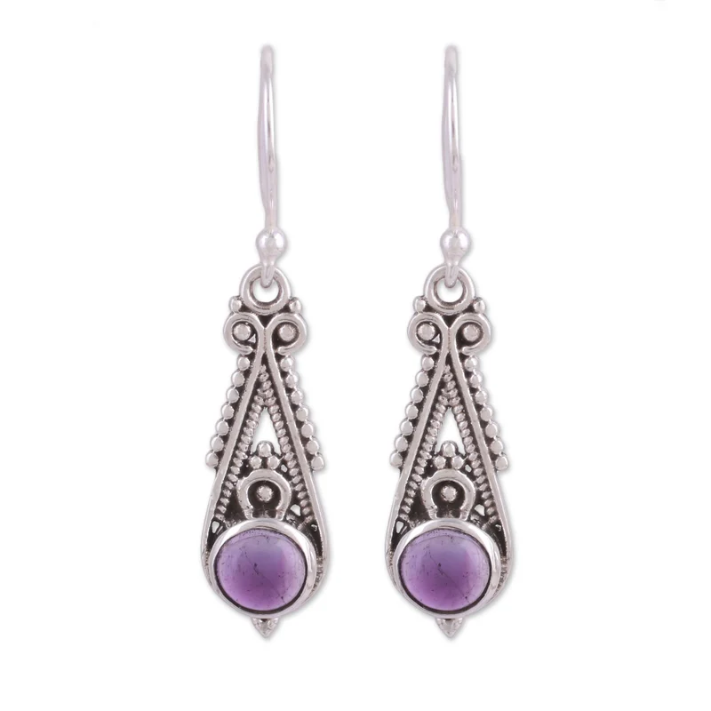 Spitze Amethyst Ohrhänger 925 Sterling Silber Handgemachte Ohrringe Geschenkartikel Geburtstagsgeschenk für Sie