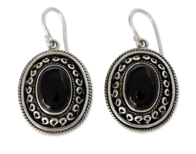 Zwarte Onyx en Sterling Zilveren Oorbellen Dames Handgemaakte Oorbellen Cadeaus Voor Moeder & Haar